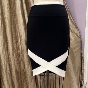 love, Fire Black and White Pencil Skirt